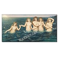 Sea Maidens Wall Posters Evelyn De Morgan Print Poster Canvas Painting Wall Art Poster for Bedroom Living Room Decor 08x16inch(20x40cm) Frame-style