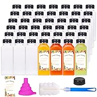Moretoes 64pcs 12oz Plastic Juice Bottles with Caps, Reusable Water Bottles, Clear Bulk Drink Containers with Tamper Evident Lids for Smoothie, Juicing, Drinking and Beverages
