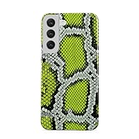 BURGA Phone Case Compatible with Samsung Galaxy S22 - Neon Green Snake Skin Print Serpent Pattern Summer Exotic Tropical Cute Case for Women Thin Design Durable Hard Plastic Protective Case