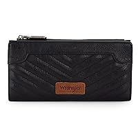 Wrangler Minimalist Wallet for Women Credit Card Wallet Ladies Travel Wallet Black Wallet for Women Card Cases & Money Organizers with Smooth Zippers Gifts for Women Men Black