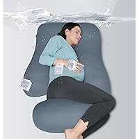 MOON PARK Pregnancy Pillows for Sleeping - U Shaped Full Body Maternity Pillow with Removable Cover - Support for Back, Legs, Belly, HIPS - 57 Inch - Grey - Cooling Cover