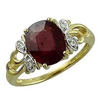 Certified Ruby Gf Oval Shape Natural Earth Mined Gemstone 14K Yellow Gold Ring Anniversary Jewelry for Women & Men