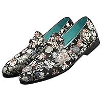 Loafers for Men Slip On Moccasins Smoking Slipper Embroidery Luxury Satin Casual Wedding Prom Dress Shoes