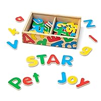 Melissa & Doug 52 Wooden Alphabet Magnets in a Box - Uppercase and Lowercase Letters - ABC Learning Toys, Chunky Magnetic Letters For Toddlers And Kids Ages 3+, 7.8 x 5.45 x 1.85