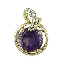 Carillon Amethyst Natural Gemstone Round Shape Pendant 925 Sterling Silver Anniversary Jewelry | Yellow Gold Plated