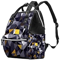 Black and Gold Geometric Triangle Diaper Bag Backpack Baby Nappy Changing Bags Multi Function Large Capacity Travel Bag