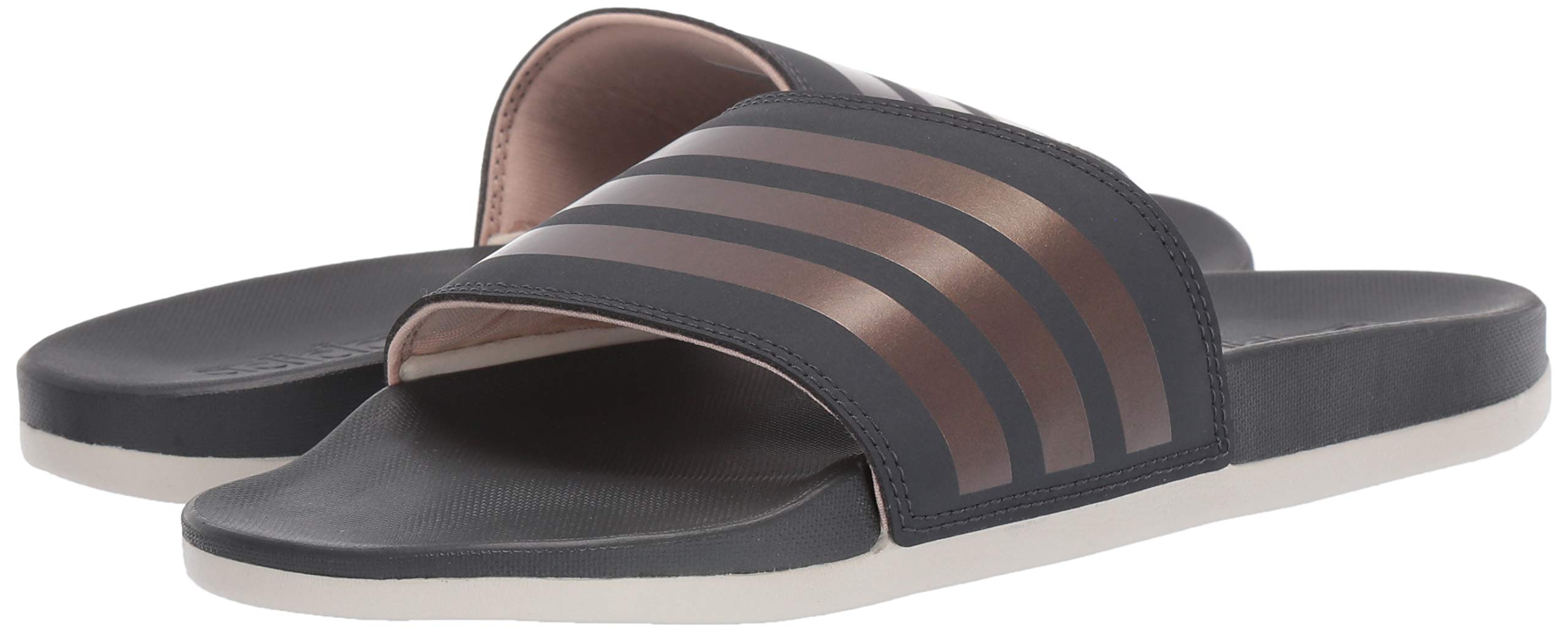 adidas Women's Adilette Comfort Slides, Grey/Copper Metallic/Raw White, 8