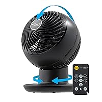 IRIS USA WOOZOO Fan with Remote, Oscillating Fan, Desk Fan, Table Air Circulator, Globe Fan, Fan for Bedroom, 10 Speeds, 89ft Air Distance, Low Noise Motor, 8h Timer, 120° Adjustable Tilt, Matte Black
