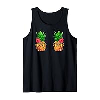 Funny Tropical Hawaiian Pineapple Boobs Summer Vibes Women Tank Top