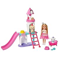 Princess Adventure Chelsea Pet Castle Playset, with Blonde Chelsea Doll (6-inch), 4 Pets and Accessories, Gift for 3 to 7 Year Olds