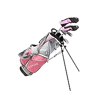 ASPIRE Junior Plus Complete Golf Club Set for Children, Kids - 5 Age Groups Boys and Girls - Right Hand, Real Girls Junior Golf Bag, Kids Golf Clubs Set