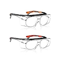 NoCry Safety Glasses That Fit Over Your Prescription Eyewear; UV400 Protection; ANSI Z87; 10-pack; Bundle of 2: Black & Orange; Black & Red