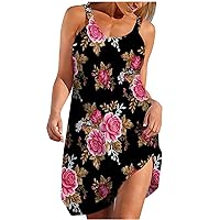 Sundresses for Women Casual Summer Sleeveless Beach Cover up Floral Skater Dresses A-Line Flowy Cute Babydoll Dress