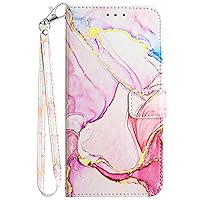 Wallet Case Compatible with Xiaomi Poco M3 Pro, Luxury Marble Pattern PU Leather Flip Folio Stand Cover for Redmi Note 10 5G (Rose Gold)