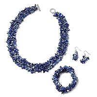 Handmade Coastal Chip Beads Statement Bracelet Dangle Drop Earrings Toggle Clasp Necklace Jewelry set for Women 18