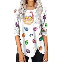 Women's Easter Shirt Long Sleeve, Womens Easter Tops Easter for Women Clothing Easter Tee Shirts for Women Teacher Easter T-Shirt Women Easter Shirts for Women Womens Easter (3-White,L)