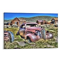 Rucatto Retro Truck on The Prairie Oil Painting Picture Valley Poster Wall Art Paintings Canvas Wall Decor Home Decor Living Room Decor Aesthetic 08x12inch(20x30cm) Frame-style