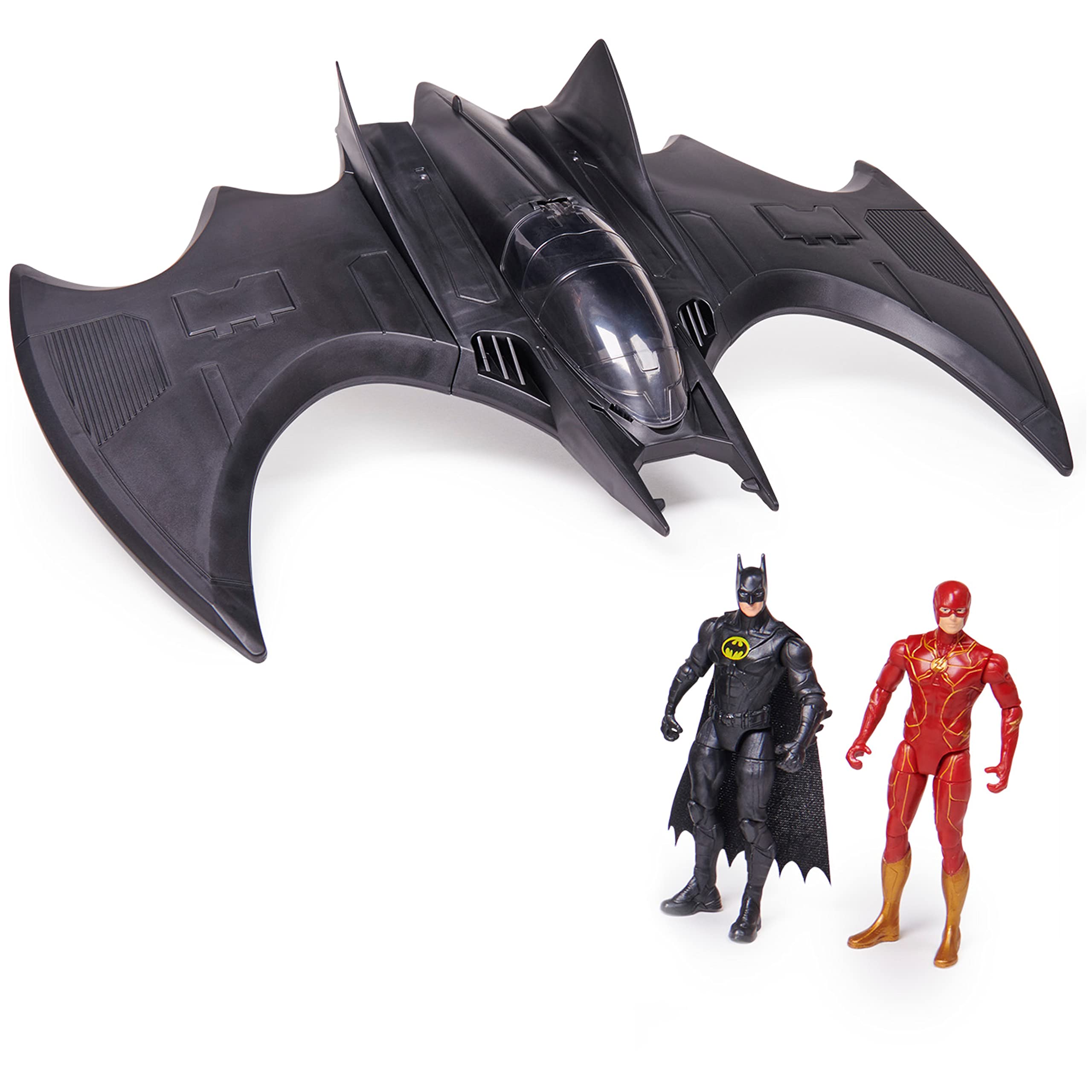 DC Comics, The Flash Ultimate Batwing Set The Flash and Batman Action Figures, 4-inch Playset Kids Toys for Boys and Girls 3 and Up