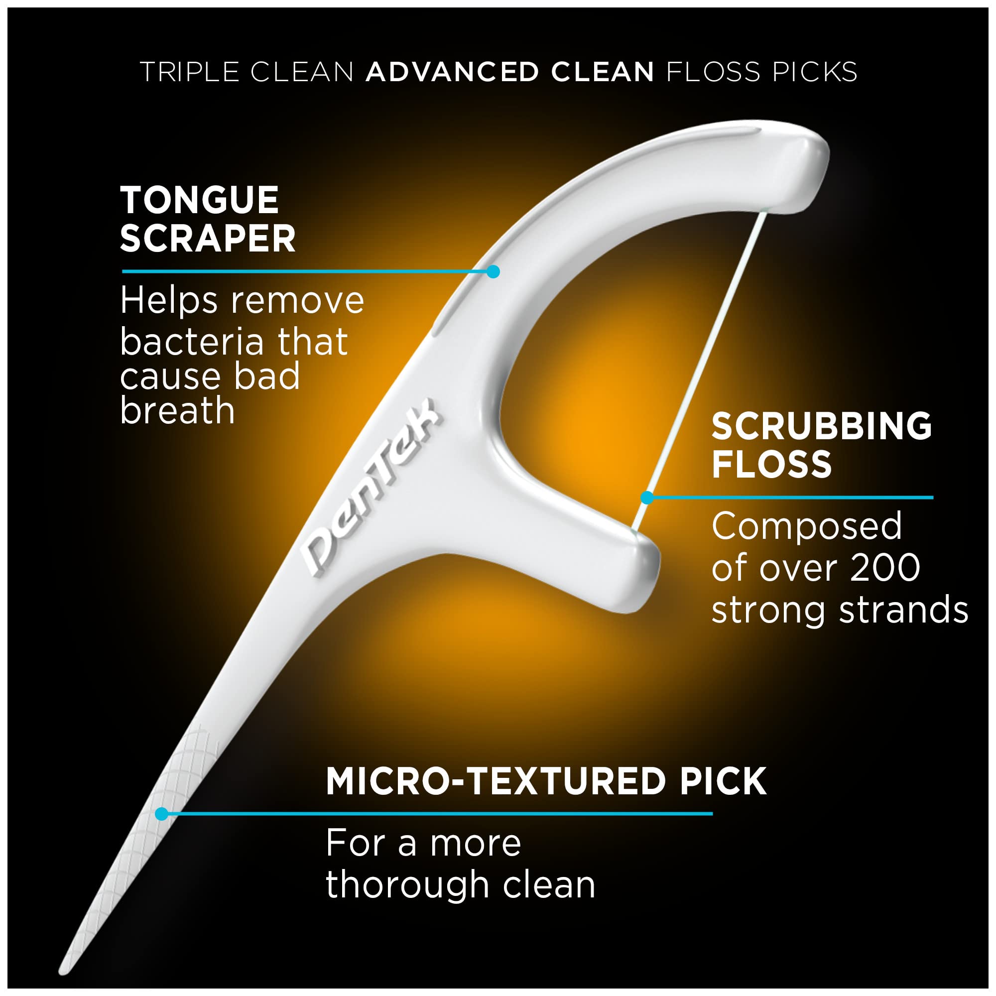 DenTek Triple Clean Advanced Clean Floss Picks, No Break & No Shred Floss, 150 Count, Pack of 3