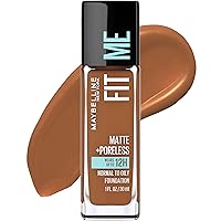 Maybelline Fit Me Matte + Poreless Liquid Oil-Free Foundation Makeup, Mocha, 1 Count (Packaging May Vary)
