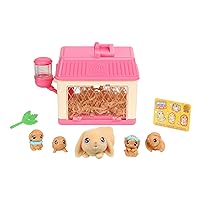 Mama Surprise Minis. Feed and Nurture a Lil' Bunny Inside Their Hutch so she can be a Mama. She has 2, 3, or 4 Babies with Accessories to Dress Up The Babies