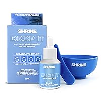 Shrine Drop It Temporary Hair Color - Mix Dye With Conditioner - Create Unique Shades - Semi-Permanent Bright Colors Blend Easily - Multi-Use - Vegan & Cruelty-Free - 200 Drops Per Bottle (Blue)