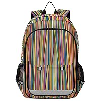 ALAZA Bright and Rainbow Color Stripes Backpack Bookbag Laptop Notebook Bag Casual Travel Daypack for Women Men Fits15.6 Laptop