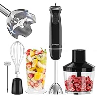 Immersion Hand Blender,500W 5-in-1 Hand Blender Electric 12-Speed with Turbo Mode,Handheld Blender Stick with 304 Stainless Steel Blades for Soup, Smoothie, Puree, Baby Food