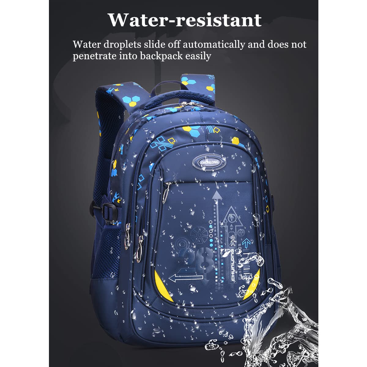 Geometric-Print School-Bag Backpack for Boys Primary Middle School Bookbag Rucksack