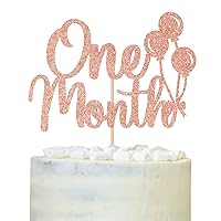 One Month Cake Topper, Wild One, Baby Shower Newborn Welcome Baby Boy Girl Cake Decorations, Happy 30 Days for Engagement Wedding Party Decorations Rose Gold Glitter