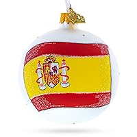 Flag of Spain Blown Glass Ball Christmas Ornament 3.25 Inches