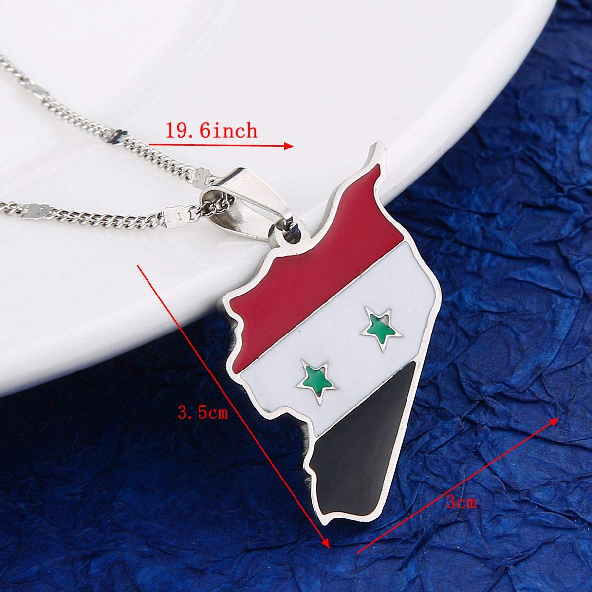 Stainless Steel Syria Map Flag Pendant Necklaces Syrians Jewelry