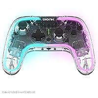 Bionik Neo Glow Nintendo Switch Wireless Controller: RGB Game Controller with Motion, 900 mAh Rechargeable Battery, Turbo Mode/Gyroscope/Transparent Shell/PC/Android
