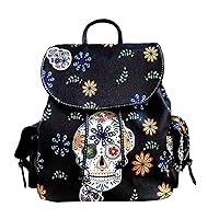 Texas West Western Sugar Skull Backpack With adjustable straps in 4 colors (Black 1)