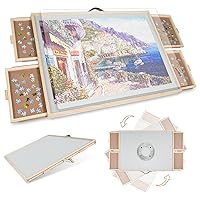 ALL4JIG 2-in-1 Tilting & Rotating Puzzle Board for Adults Gifts, Wooden Jigsaw Puzzle Table with 4 Drawers, Portable Puzzle Table with Lazy Susan and Cover, 26.4