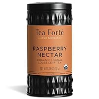 Tea Forte Organic Herbal Tea, Makes 35-50 Cups, 3.88 Ounce Loose Leaf Tea Canister, Raspberry Nectar