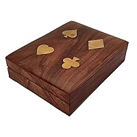 Wooden Classic Card Holder Playing Cards Double Decks with Playing Card Gifts Vintage Game Gift for Family