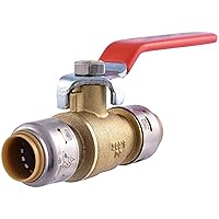 SharkBite Max 1/2 Inch Ball Valve, Push to Connect Brass Plumbing Fitting, Water Shut Off, PEX Pipe, Copper, CPVC, PE-RT, HDPE, UR22222A