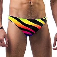 Men's Rainbow Zebra Swimsuit Brief Bikini Swimwear Sexy Swimsuit Swimming Short Quick Dry