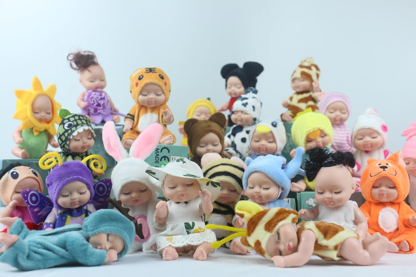 4 Inch Mini Baby Dolls 6pcs Gift Set, Cute Small Baby Doll Toys with Animal  Clothes, Suitability Kids 3 and up A Edition