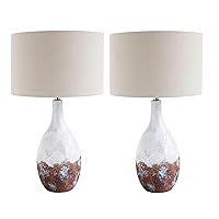 Creative Co-Op 2-Tone Ceramic Linen Shade (Set of 2 one Will Vary) Table Lamp Set, 16