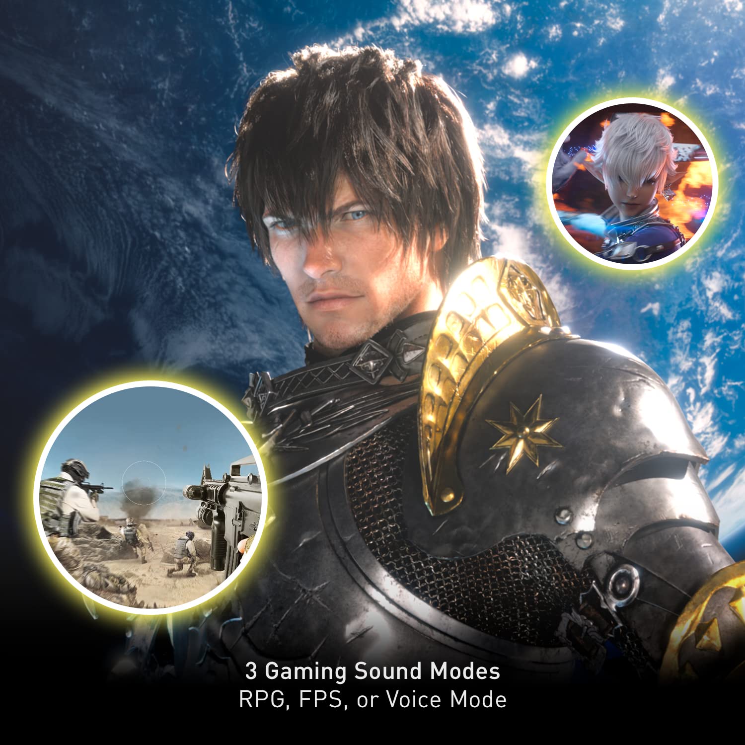 Panasonic SoundSlayer Final Fantasy XIV Online Edition Wearable Gaming Speaker, Lightweight Wired Neck Speaker with Built-in Microphone and Dimensional Sound - SC-GN01PPFF (Black)