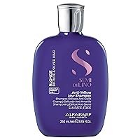 Semi di Lino Blonde Anti-Yellow Low Shampoo for Blonde, Platinum and Silver Hair - Sulfate Free Purple Shampoo - Removes Yellow and Brassy Tones - Corrects Brassiness