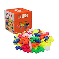 PLUS PLUS Big - Open Play Set - 100 Piece - Neon Color Mix, Construction Building Stem/Steam Toy, Interlocking Large Puzzle Blocks for Toddlers and Preschool