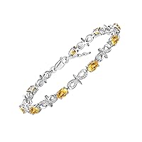 Rylos Bracelets for Women 925 Sterling Silver Infinity Tennis Bracelet Gemstone & Diamonds Adjustable to Fit 7