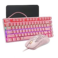 Liphontcta Z-88 Mechanical Keyboard and Mouse Combo, Brown Switches, RGB Backlit Gaming Mouse, Comfortable Mouse Pad, for Windows PC Gamer Office