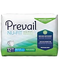 Prevail Nu-Fit Incontinence Briefs, Unisex Disposable Adult Diapers with Tabs for Men & Women, Maximum Absorbency, Large, 96 Count (4 Packs of 18)