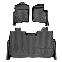 SMARTLINER Custom Fit Floor Mats 2 Row Liner Set Black for 2011-2014 Ford F-150 SuperCrew Cab