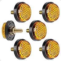 evermotor Mini Motorcycle License Plate Yellow Bolts M5 Small Bicycle Amber Reflectors Round Reflective for Bike(6 pcs)