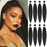 Braiding Hair 30 Inch 8 Packs Natural Professional Synthetic Crochet Braids Hair Extensions (30 Inch (Pack of 8), 1#)